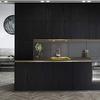 Black Wood Grain Vinyl Self-Adhesive Wallpapes Roll Countertop Furniture Kitchen Wall Waterproof Peel and Stick Wall Stickers