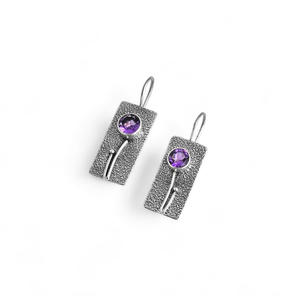 Natural Amethyst Earrings: 925 Sterling Silver, Gemstone Jewelry