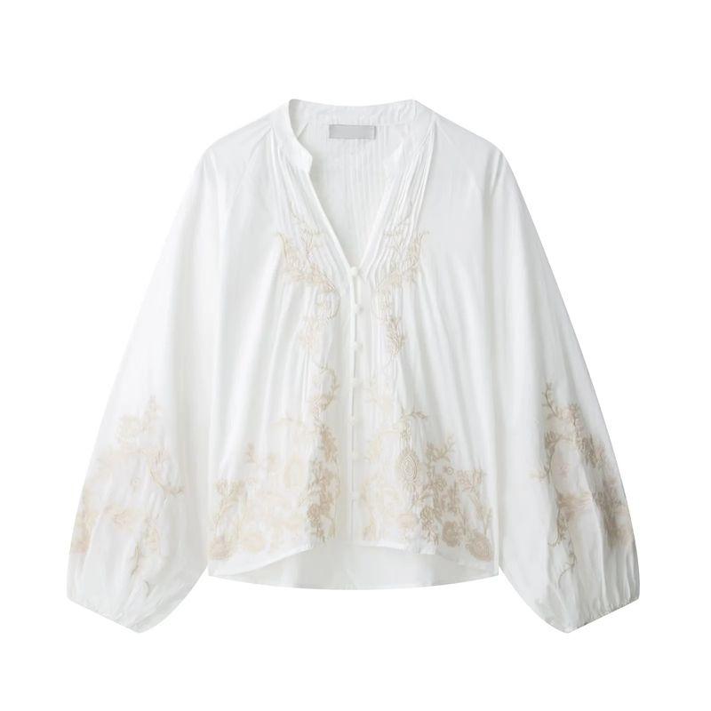 Summer Women's Clothing Fashion Style Asymmetric Hem Cotton Loose Lapels Long Sleeve Shirt Top 4786103