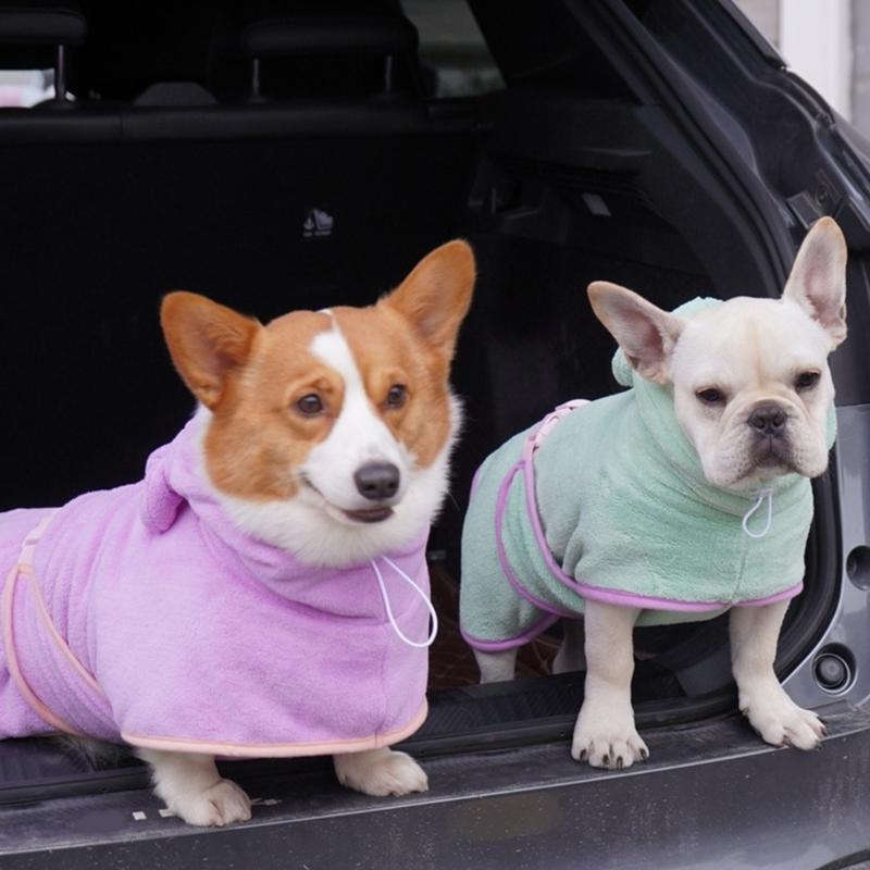 High Absorbent Cat Bathrobe for Dog Pet Bath Towel Quick Dry Bath Coat Soft Bath Robe for Medium Large Dogs Pet Clothes