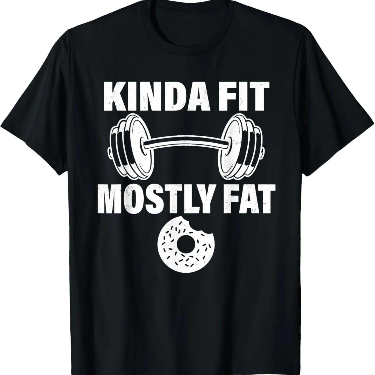 Kinda Fit Mostly Fat Fitness Funny Workout Exercise Gym T-Shirt S чёрный