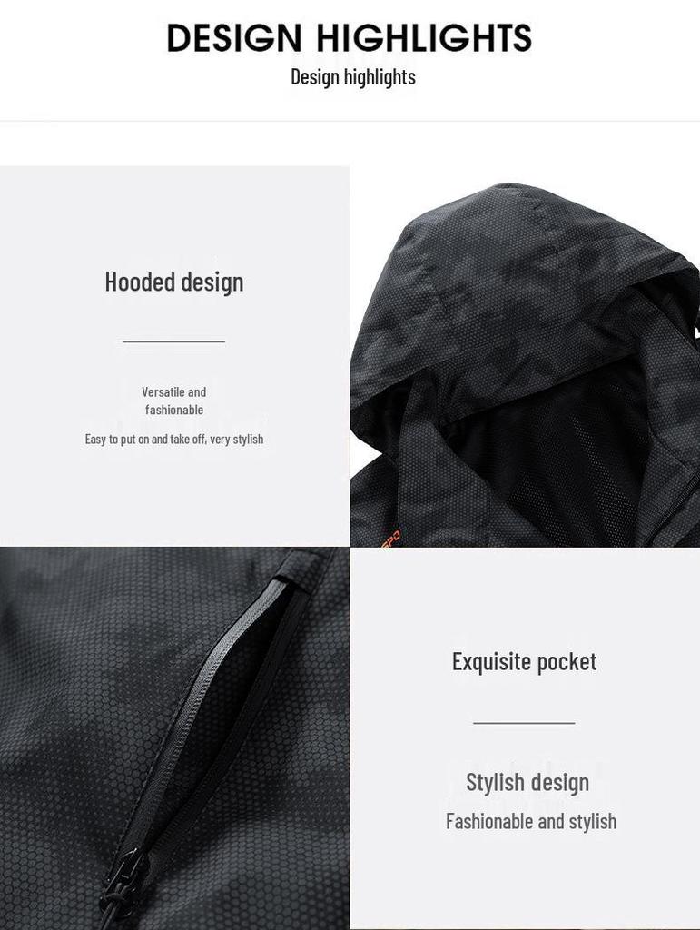 Men's Trendy Camouflage Windbreaker: Spring/Autumn Loose Fit Jacket with Detachable Hood for Casual or Workwear.