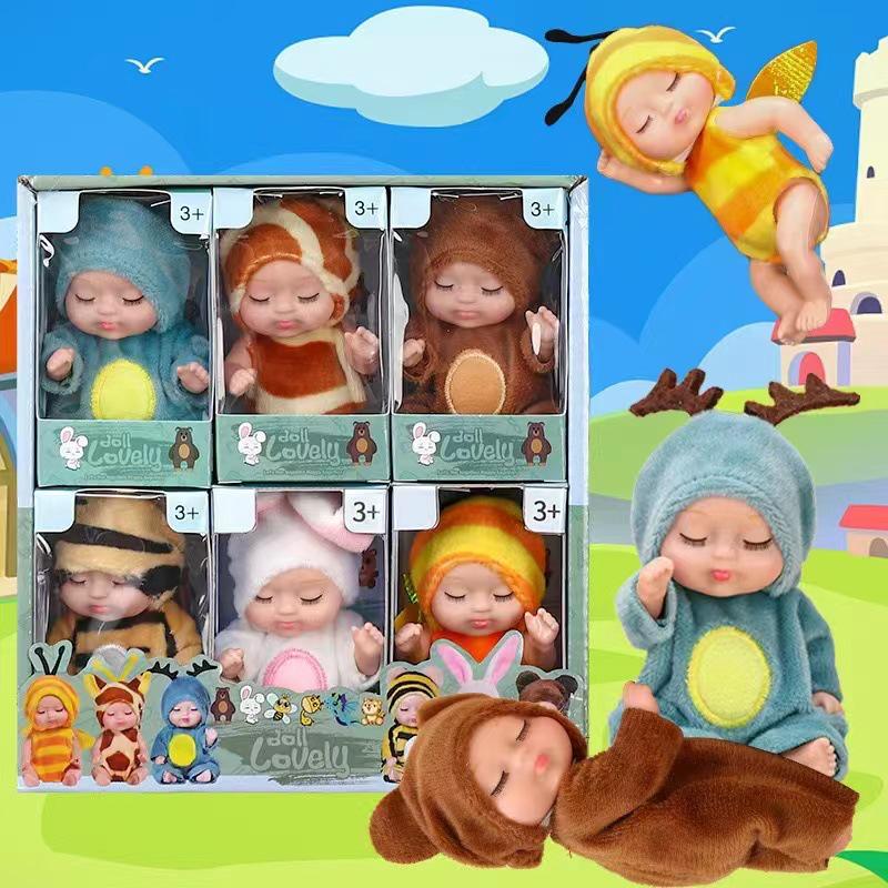 Miniature Sleeping Reborn Doll PVC Vinyl Kids Toy Gift Box