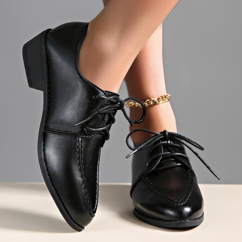 

2026 Новые Элегантные Туфли-Лоферы из Лакированной Кожи для Женщин Весна Лето Мода Заостренный Носок Толстый Каблук Однотонные Туфли Большого Размера 36 чёрный