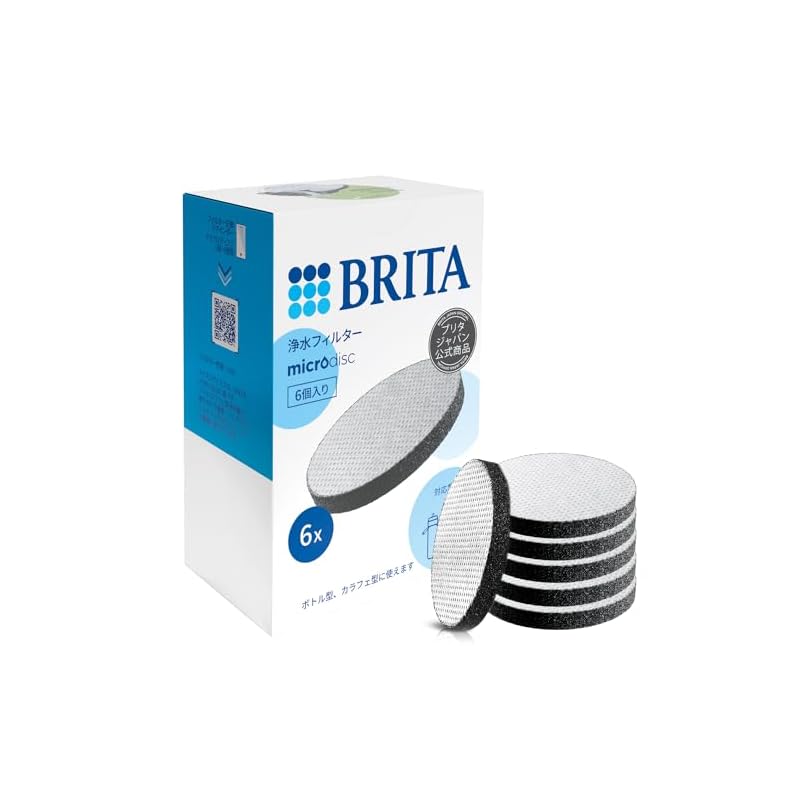 Brita Water Filter Cartridges, Bottle and Carafe Type, Replacement, 6-Pack, PFOS/PFOA Removal Tested, MicroDiscs [Genuine Japanese Product]