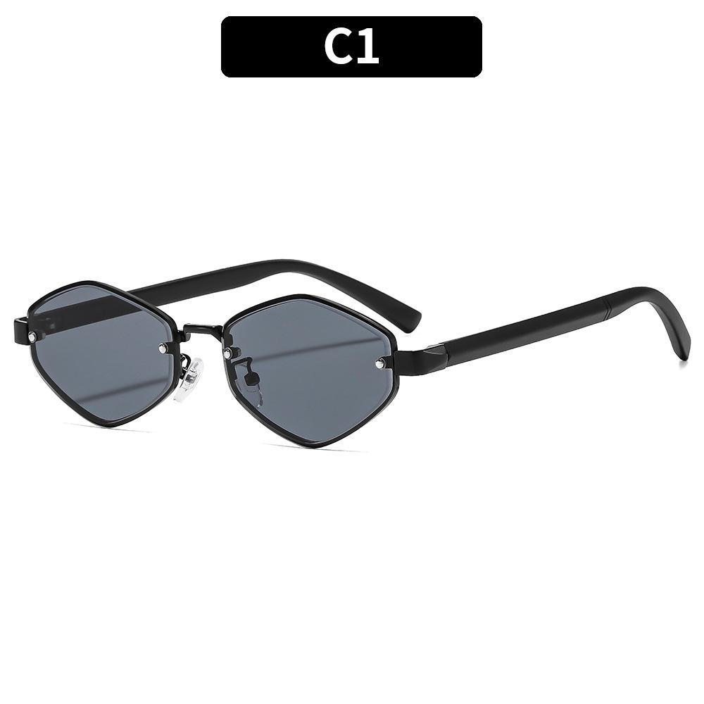 Women's sunglasses, men's and women's retro polygonal metal sunglasses