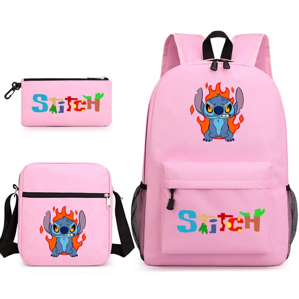 Interstellar Baby Stitch Three-Piece School Bag Cartoon Peripheral Printed Polyester Backpack Student School Bag Leisure Bag