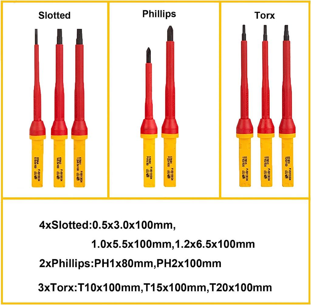 12 In 1 T-shaped Insulated Screwdriver Set Multifunctional Electrician Tool 1000V Slotted Phillips Torx Magnetic Screwdriver Set