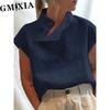 GMXIA Women's Fashion Casual Solid Color Print Blouses & Shirts