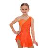Abito da Gara da Ballo per Bambina Senza Maniche Patchwork Rete Strass Spacco Laterale con Slip Integrati per Pattinaggio Ginnastica Spettacolo