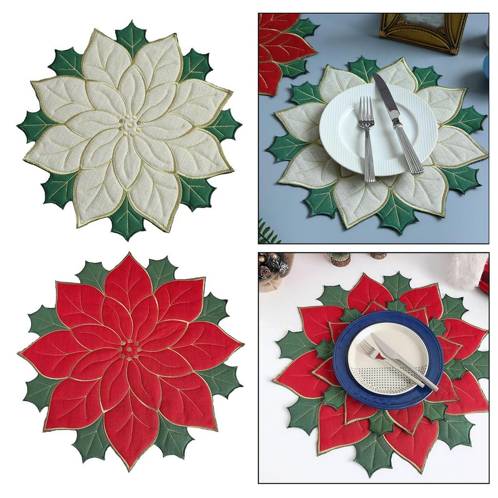 Christmas Placemat Dinner Plate Pad Winter Table Mat for Cafe Home Kitchen