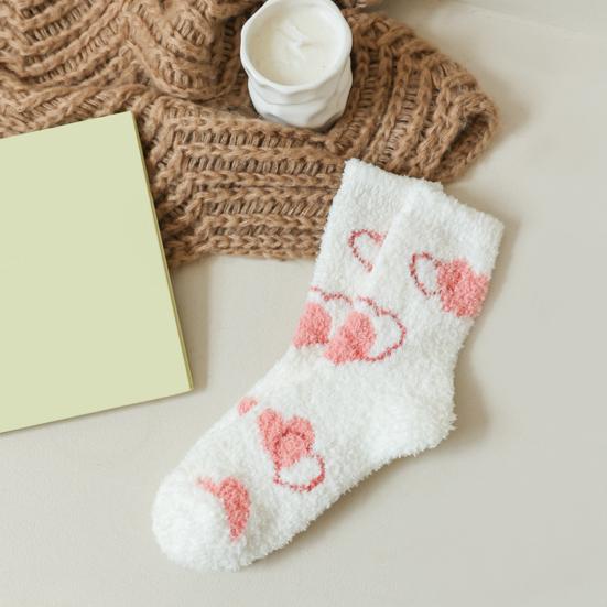 Comfortable Daily Wear Socks Coral Fleece for Women, Soft Thermal Crew with Non-Binding Thickened Fluffy Winter House Top, Fuzzy Sleep Cute