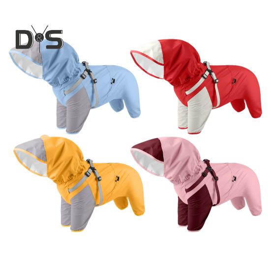 Pet Raincoat Hooded Dog Rain Jacket Double Layer Waterproof Poncho Outdoor Rainwear Clothing for Small Medium Dogs