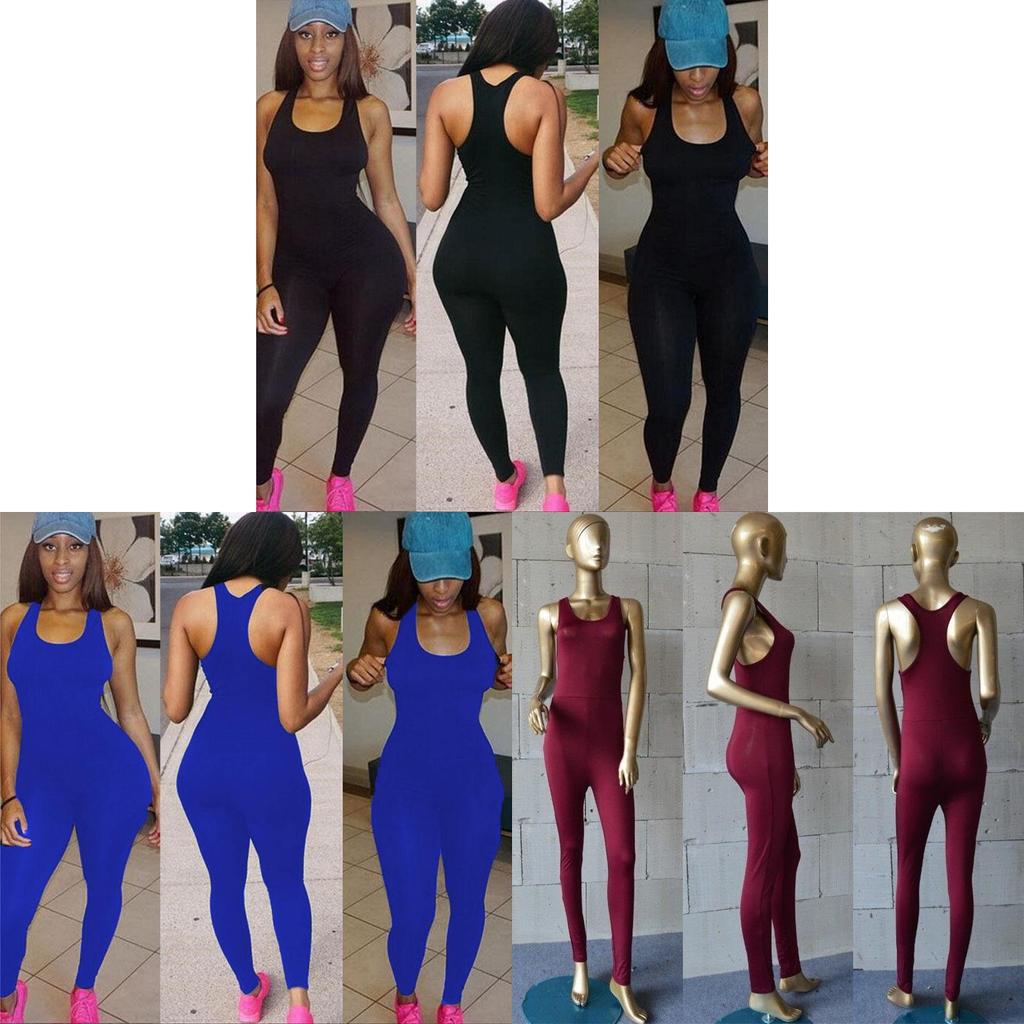 Combinaison Romper Sexy Décontractée Sans Manches Bodycon pour Femmes avec Pantalon Long Élégant