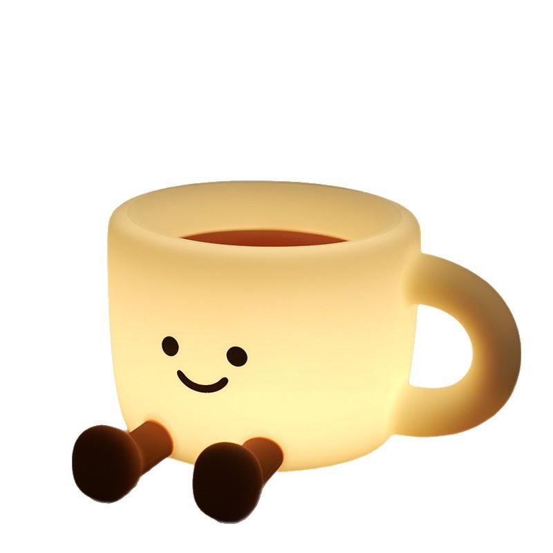 Silicone Pat Light Coffee Cup Shaped Rechargeable Creative Atmosphere Light Living Room Bedroom Desktop Decoration Night Light