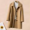 Women Winter Business Formal Coat Turn Down Collar Single Breasted Mid Length Overcoat Office Commuting Jacket Solid