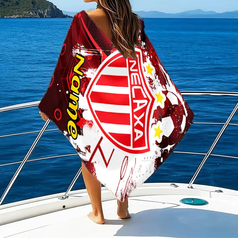1PC Custom Name Beach Towel NECAXA Team Crest Design Beach Towel, Suitable for Camping, Travel, Beach Accessories, Super Absorbent, Family Gift