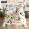 Kawaii Rabbit Duvet Cover Cute Pet Animal Comforter Cover Boho Floral Easter Eggs Bedding Set Happy Easter Gifts for Girls Teens