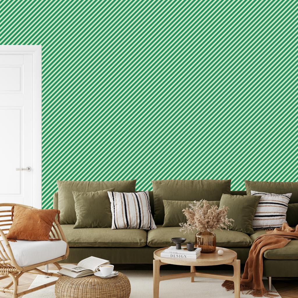 Green Striped Wallpaper for Living Room and Bedroom 50x1000