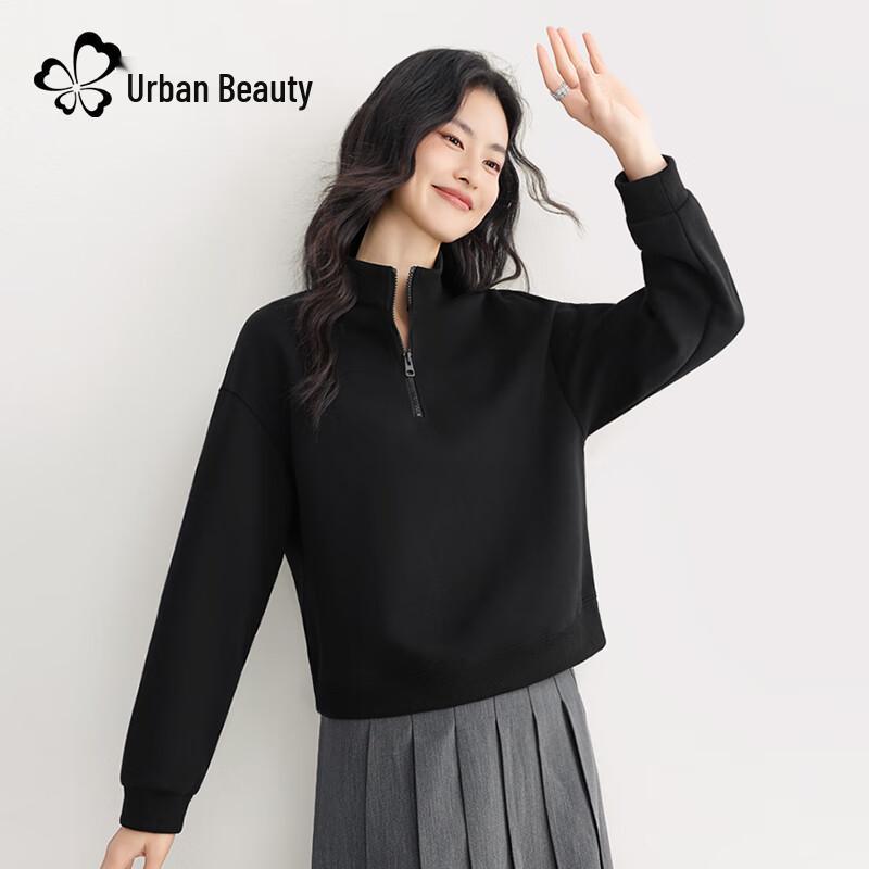 Women's Half-Zip Polo Collar Cropped Sweatshirt