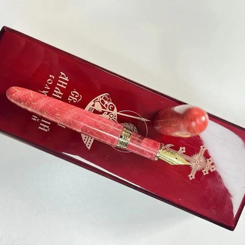 Handmade LacquerJinhao Pattern Stabilized Wood Fountain Pen Long Knife Nib Ink Pen School Office Supplies Students Writing Gift