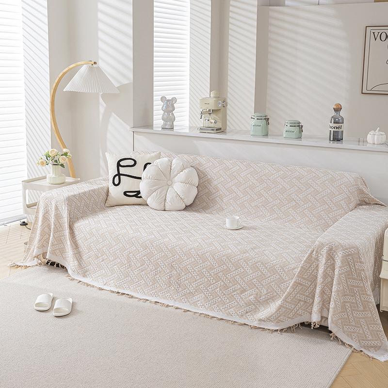 Nordic solid color four-season cotton thread blanket, simple seat cushion ins wind sofa towel, fashionable lunch break blanket