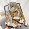 Elegant literary and artistic fan, niche creative printed scarf, high-end sense, fashionable temperament, air-conditioned room with shawl outside
