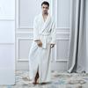 Mens Solid Thicken Velvet Robe Bathrobe Gown Pajamas Sleepwear Pocket Waistband
