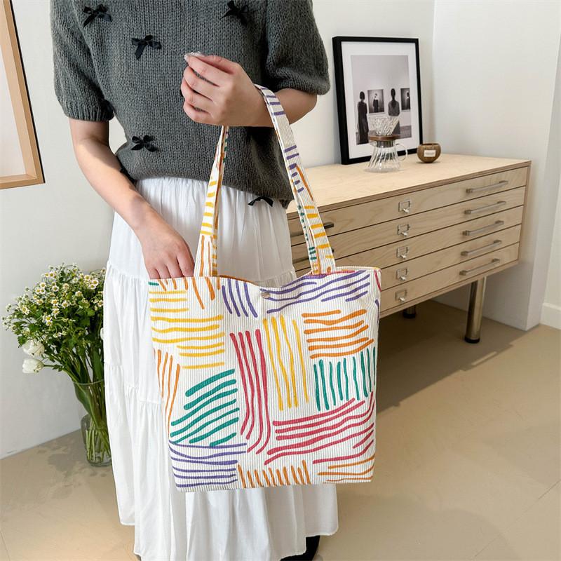 Colorful Canvas Tote Bag 2024 Spring New Trend Street Style Shoulder Bag