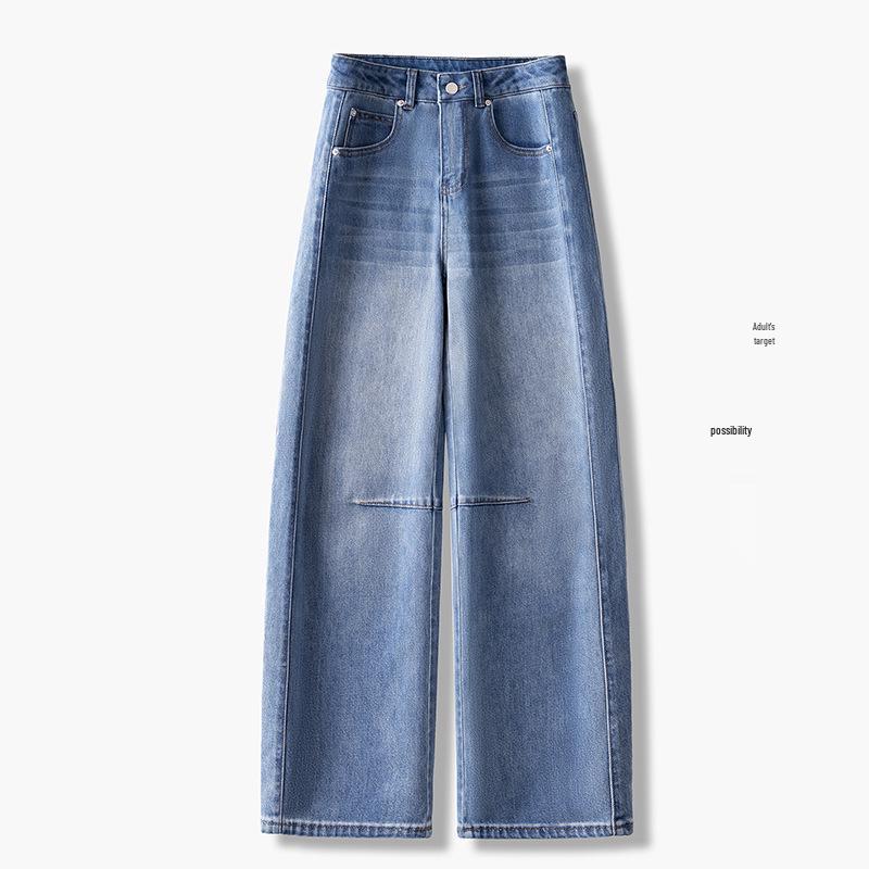 

Women s High-Waisted Curved Wide-Leg Jeans - 2026 Spring/Autumn Collection: Casual, Slimming, Fashionable, and Versatile Straight-Leg Pants 3XL /31 [135-145 kg] світло-синій колір