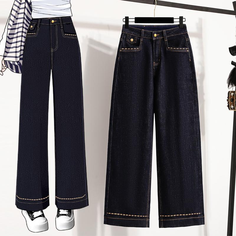 DIMANAF 2025 Plus Size Jeans Autumn Women Pants Denim Female Basic Blue High Waist Oversize Fashion New Pants 5XL