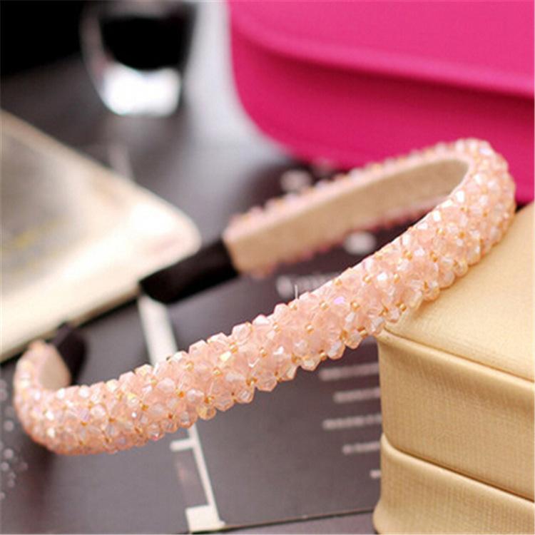 Handmade Beaded Hairband Hair Hoops for Women Wide 4 Rows Crystal Sweet Headband Party Headwear Wedding Hair Accessories Jewelry