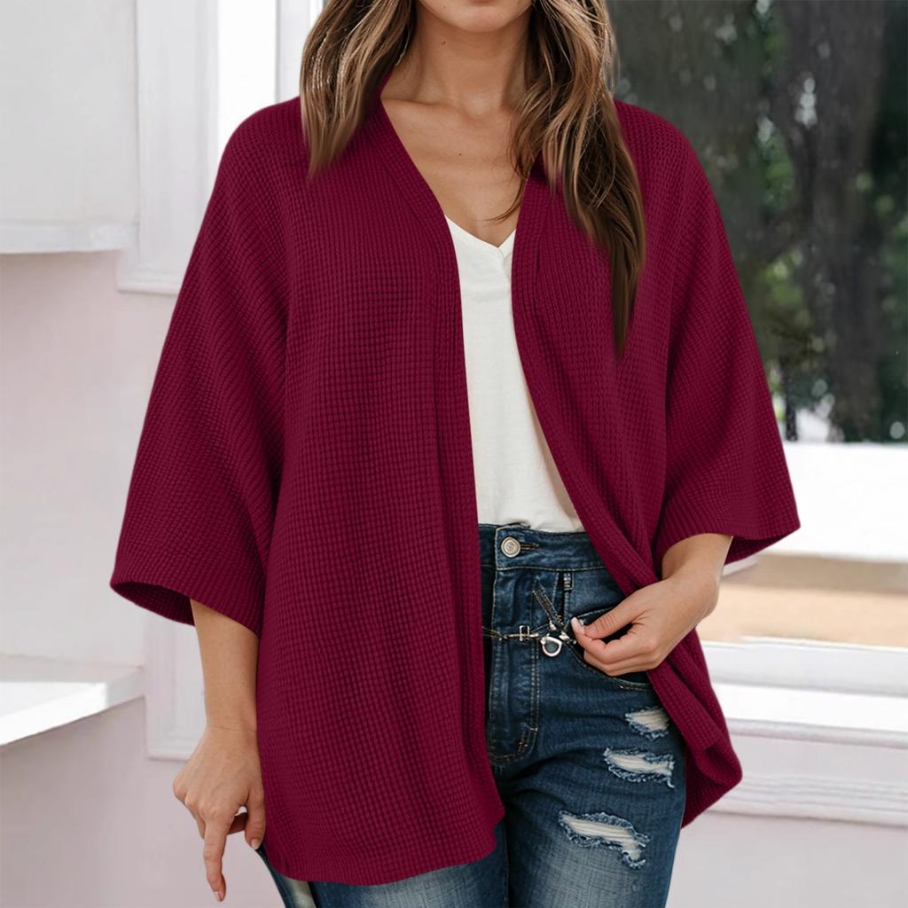 Women Fashion Cardigan Casual Ribbed Knit Open Front Short Sleeve Color Lightweight Soft Shirts