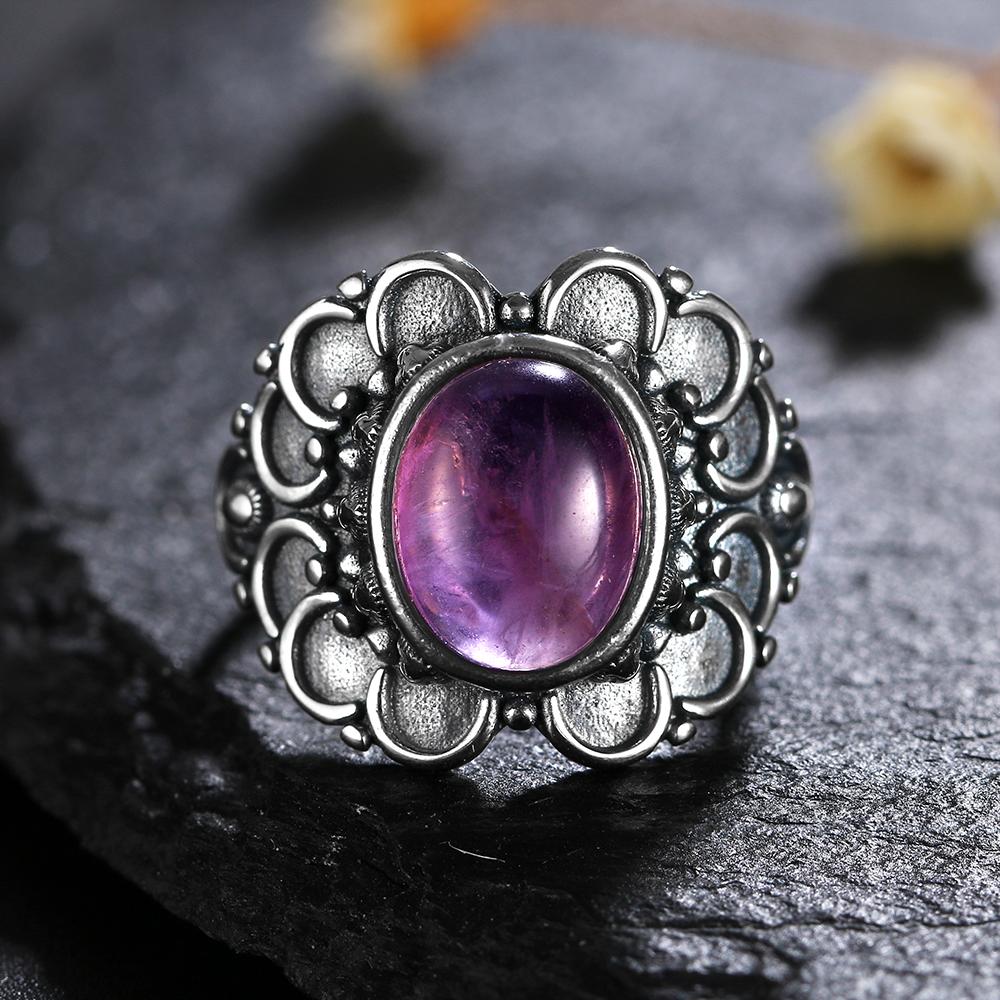 CopperRings Natural Amethyst Gemstone Rings for Women Wedding Bands Anniversary Gift Fine Jewelry