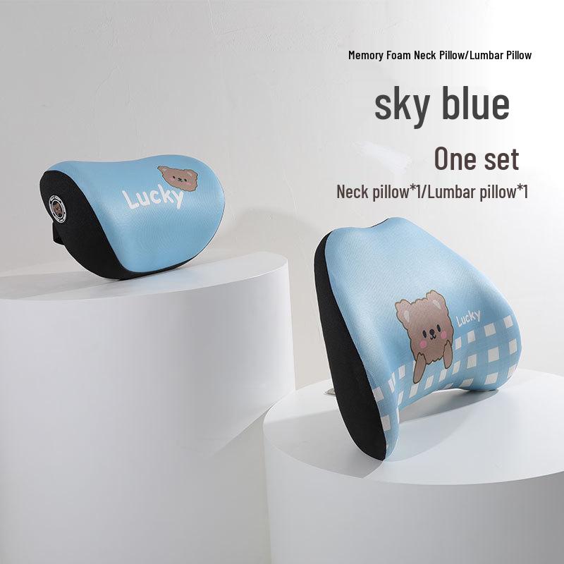 Kreslený medvěd paměťová pěna bederní polštář do auta - Celosezónní pohodlný polštář