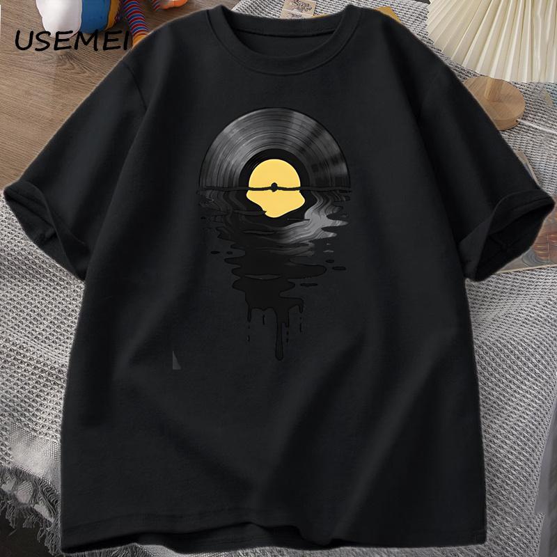 Vinyl Record T Shirt Vinyl Cool Sunset Vintage Music Lover Tee Tshirt DJ Music Teacher Tshirt Summer Cascual Cotton Graphci Tees