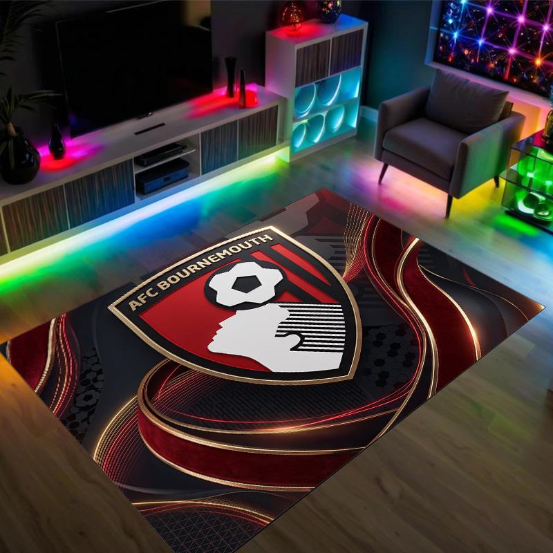 Bournemouth Football Design Crystal Velvet Carpet Cozy Non?Slip Printed Rug For Bedroom Living Room Entrance