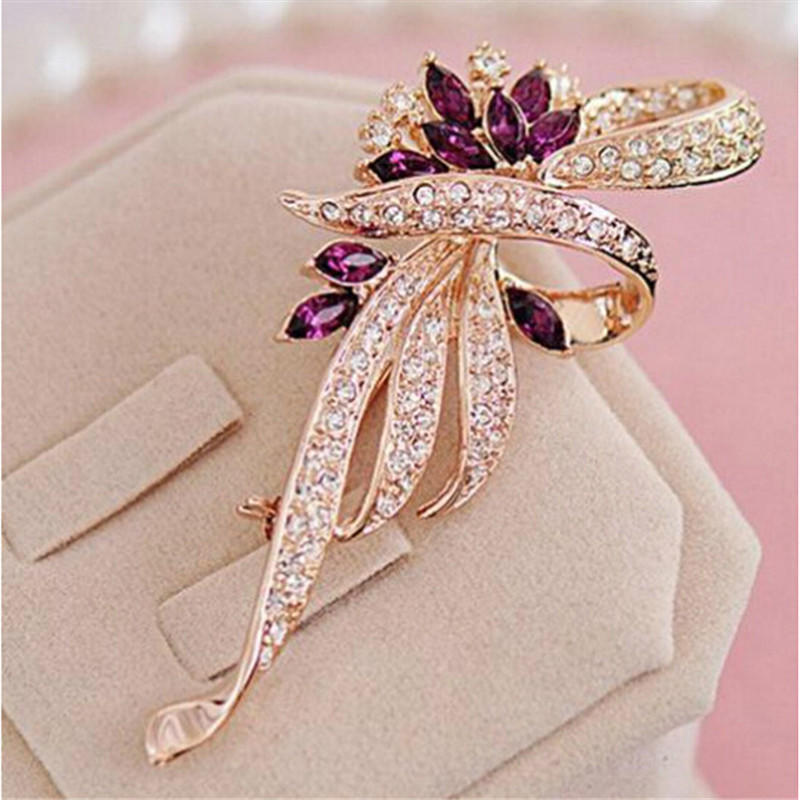 New Shining Crystal Brooches Lovely For Female Retro Fashion Women Jewelry Gift