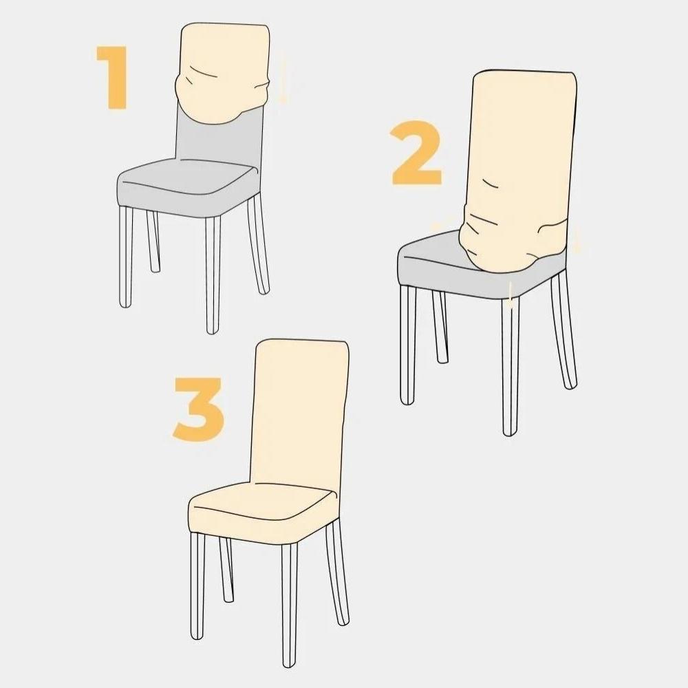 Chair covers set of 6, elastic, universal, light beige