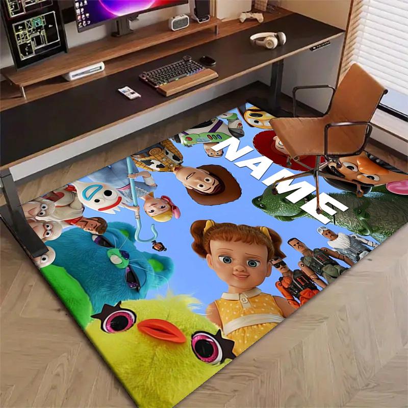 Custom Toy Story Mat Personalized Name, Polyester Washable Indoor Entryway Rug, Gift for Christmas, Easter, Thanksgiving Day