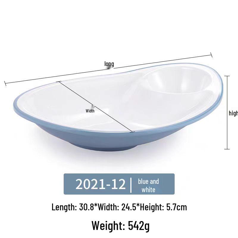 Melamine Divided Plate with Vinegar Dish for Dumplings, Shrimp, Cold Dishes, Snacks.