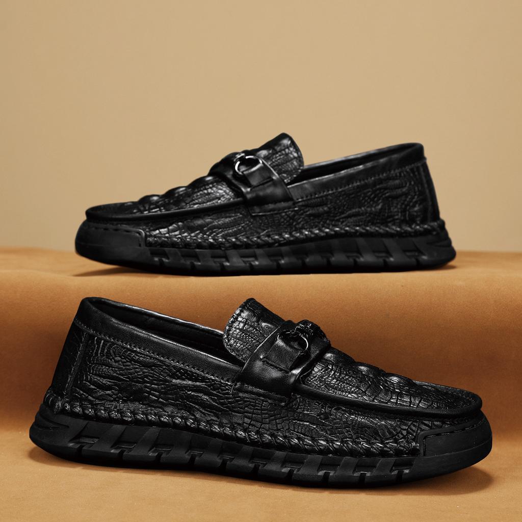 Men's Casual Shoes Crocodile Pattern Leather Men's Classic British Style Loafers Men Party Wedding Flats