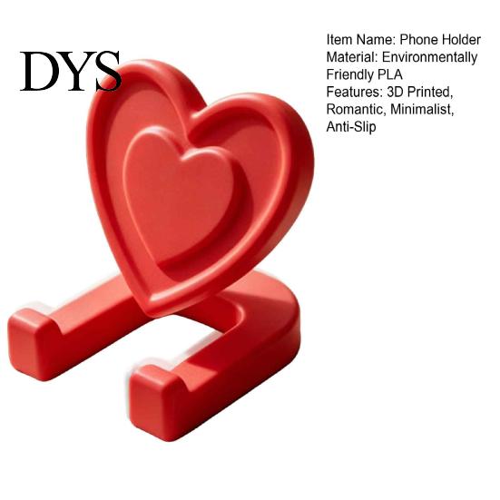 Cute Heart Phone Mount Minimalist Shaped Tablet Stand, 3D Printed Desktop Holder, DIY Girly Room Decor Accessories Blank Decorative Ornament, Romantic