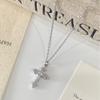 Exquisite French Silver Cubic Zirconia Cross Pendant Necklace for Women - Elegant, Personalized Design Clavicle Chain