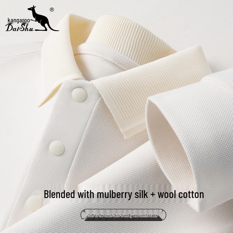 DAISHU Men s Silk Wool Blend Long-Sleeve Polo Shirt XL