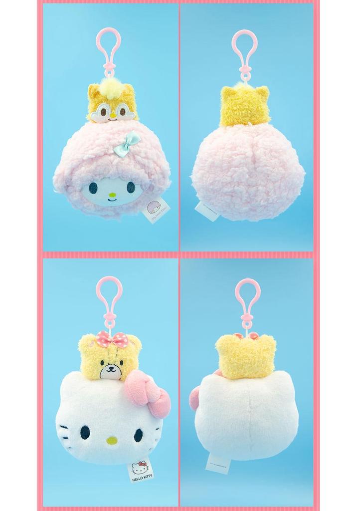 Sanrio Hello Kitty & Kuromi Plush Toy Pendant with Cat, Blanket & Bear