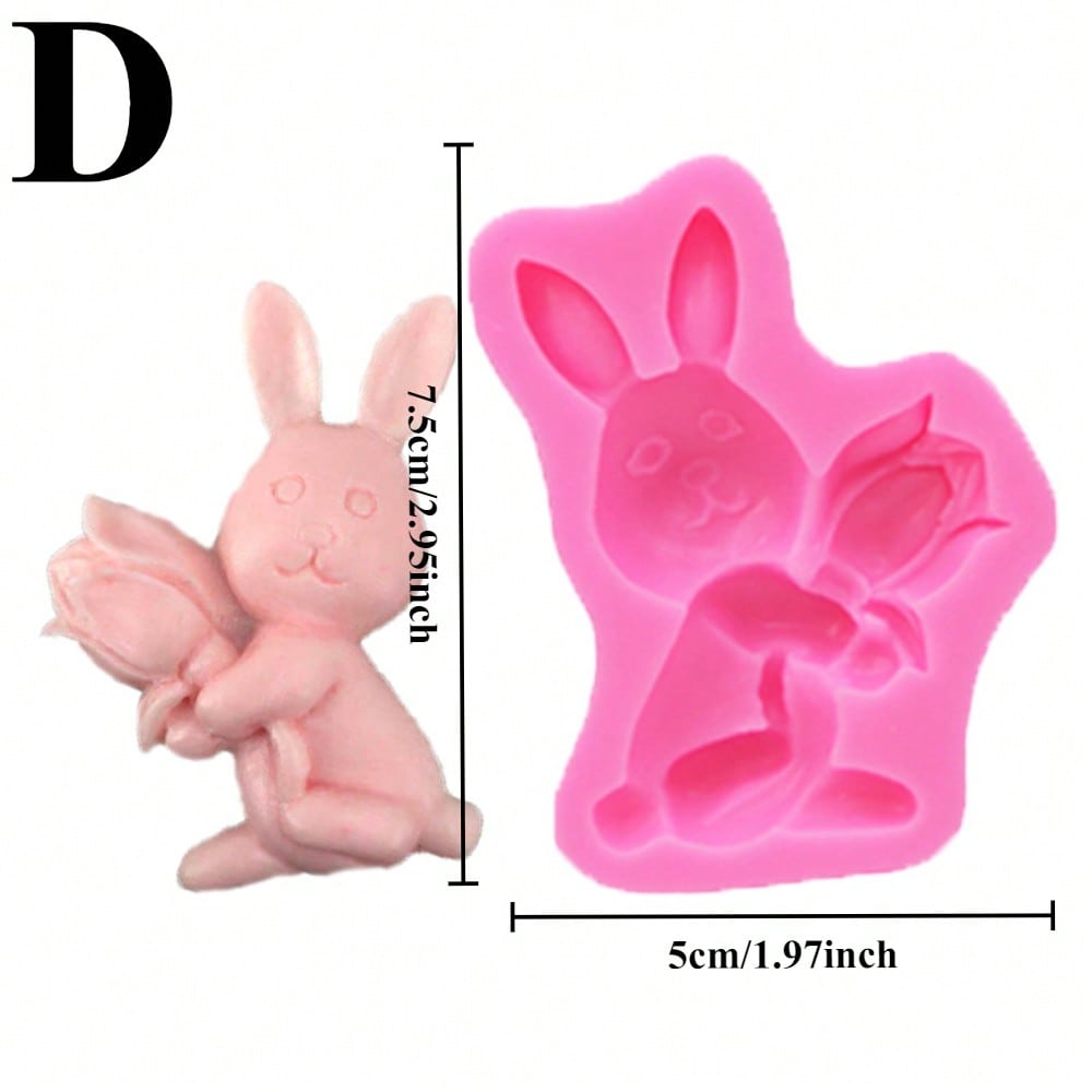 

3D Cartoon Easter Bunny Silicone Mold DIY Fondant Mold for Cake Decorating Cupcake Topper Chocolate Decorating Accessories