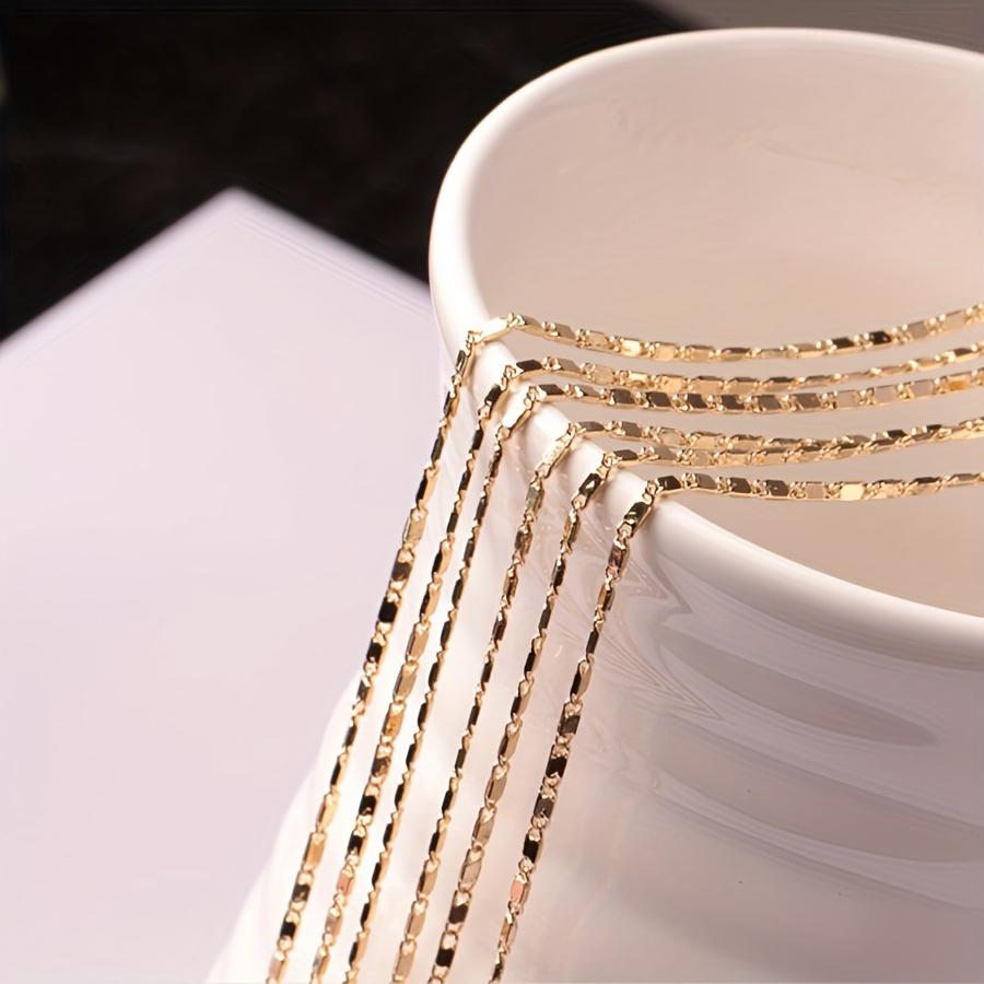1 Stück Italienische 18K Gold Plated Punk-Kettenhalskette, 2mm Flachgliederkette für Männer & Frauen, Vatertagsgeschenk
