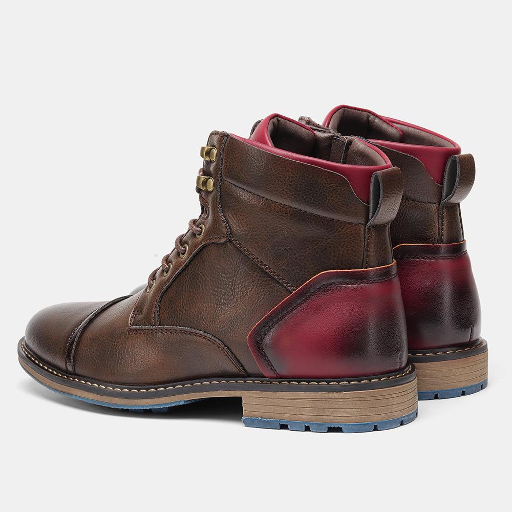 Plus Size Men's High-Top Leather Workwear Ankle Boots - US Size Fashion Martin Boots