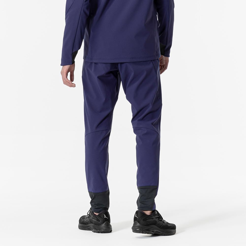 Mizuno Tech Shield Training Blue Size L Pants, Windproof, Stretch, Water-Repellent, 32MDA552, Men's Depth,